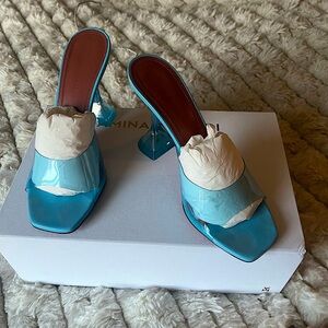 Amina Muaddi Blue Lupita Heels